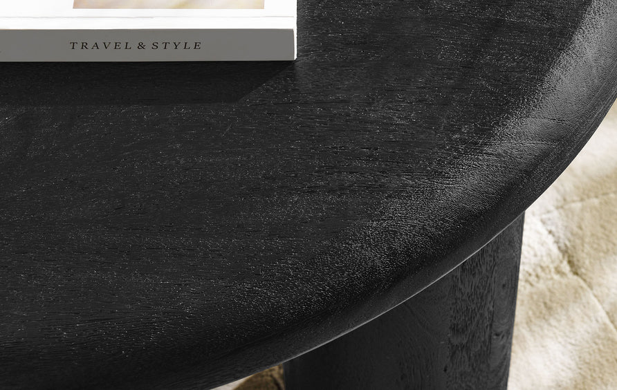 Lochlan Round Mango Wood Coffee Table in Black