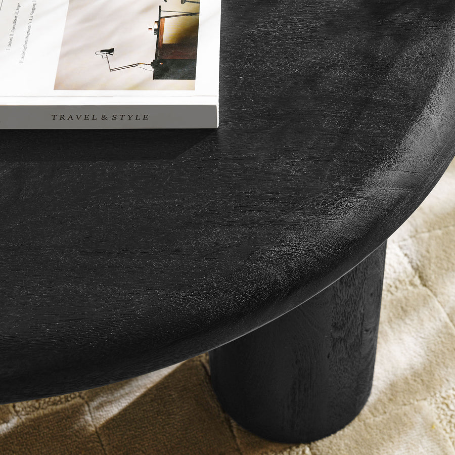 Lochlan Round Mango Wood Coffee Table in Black