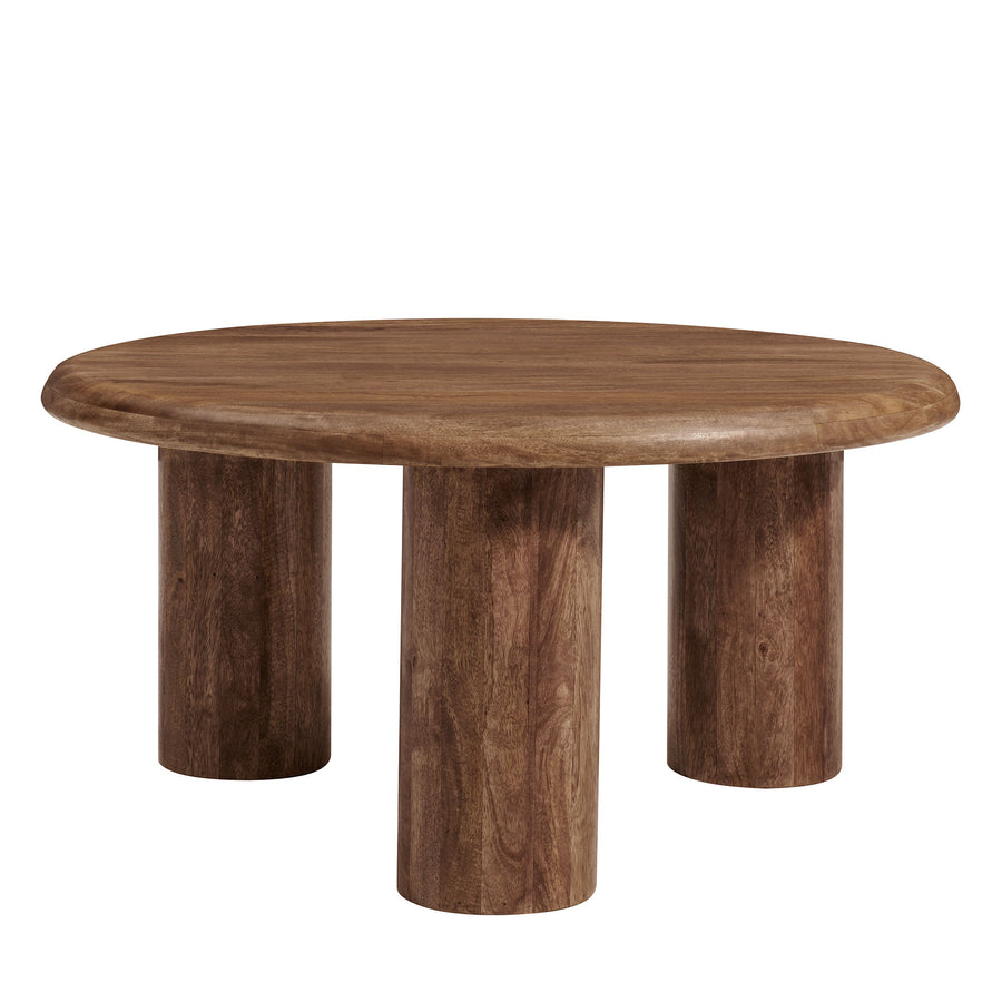 Lochlan Round Mango Wood Coffee Table in Walnut