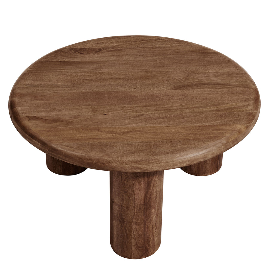 Lochlan Round Mango Wood Coffee Table in Walnut