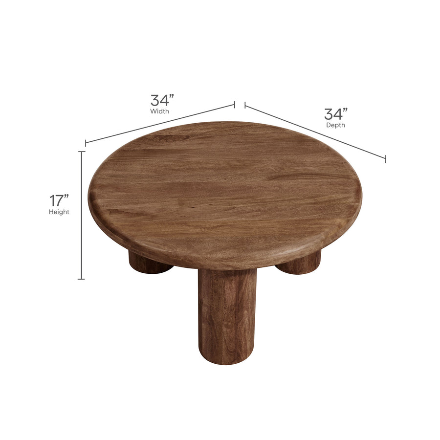 Lochlan Round Mango Wood Coffee Table in Walnut
