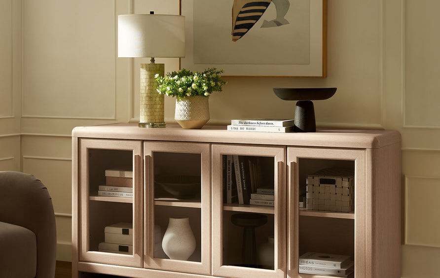 Linnea 4-Door Sideboard Storage Display Cabinet in Ash