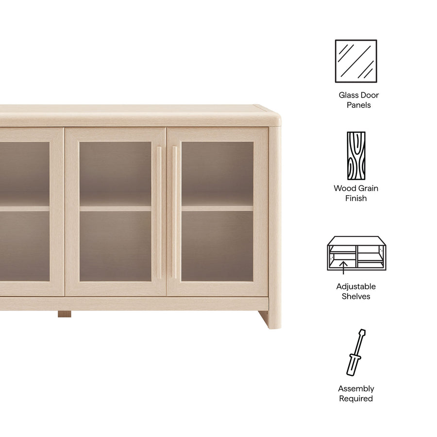 Linnea 4-Door Sideboard Storage Display Cabinet in Ash