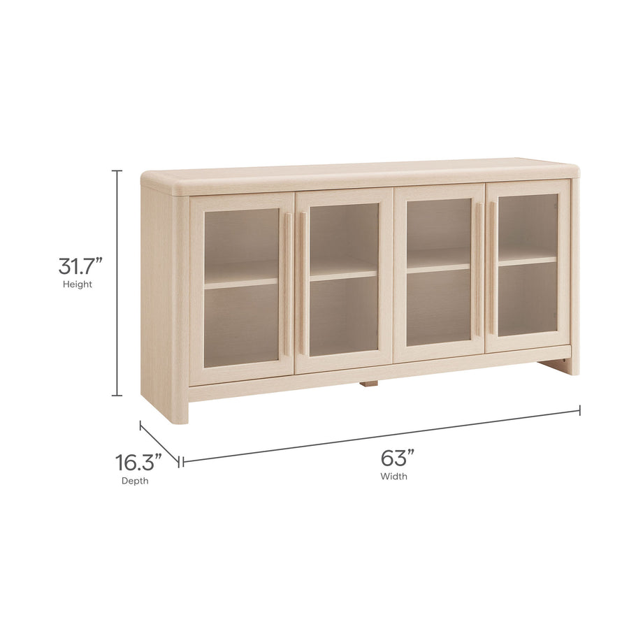 Linnea 4-Door Sideboard Storage Display Cabinet in Ash