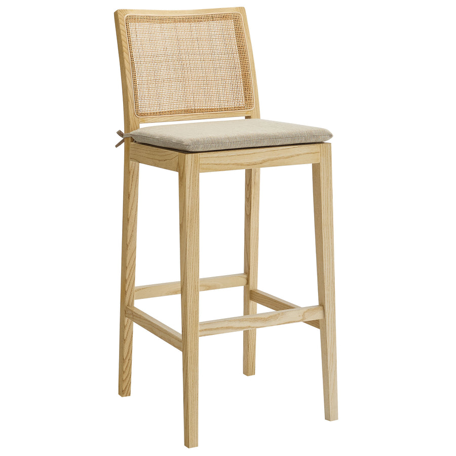Yucca Wood and Rattan Bar Stool in Natural