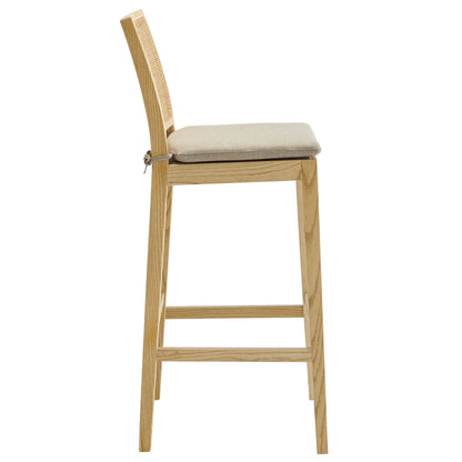 Ovard Wood and Rattan Bar Stool by Furniture For America