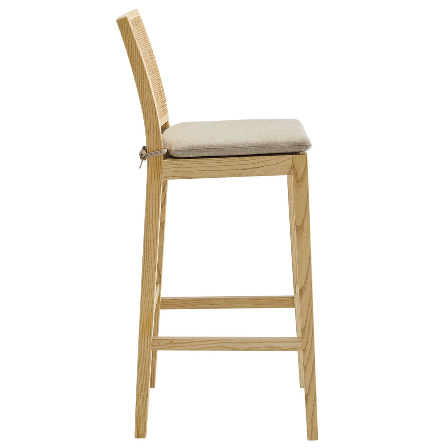 Yucca Wood and Rattan Bar Stool in Natural