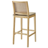 Yucca Wood and Rattan Bar Stool in Natural