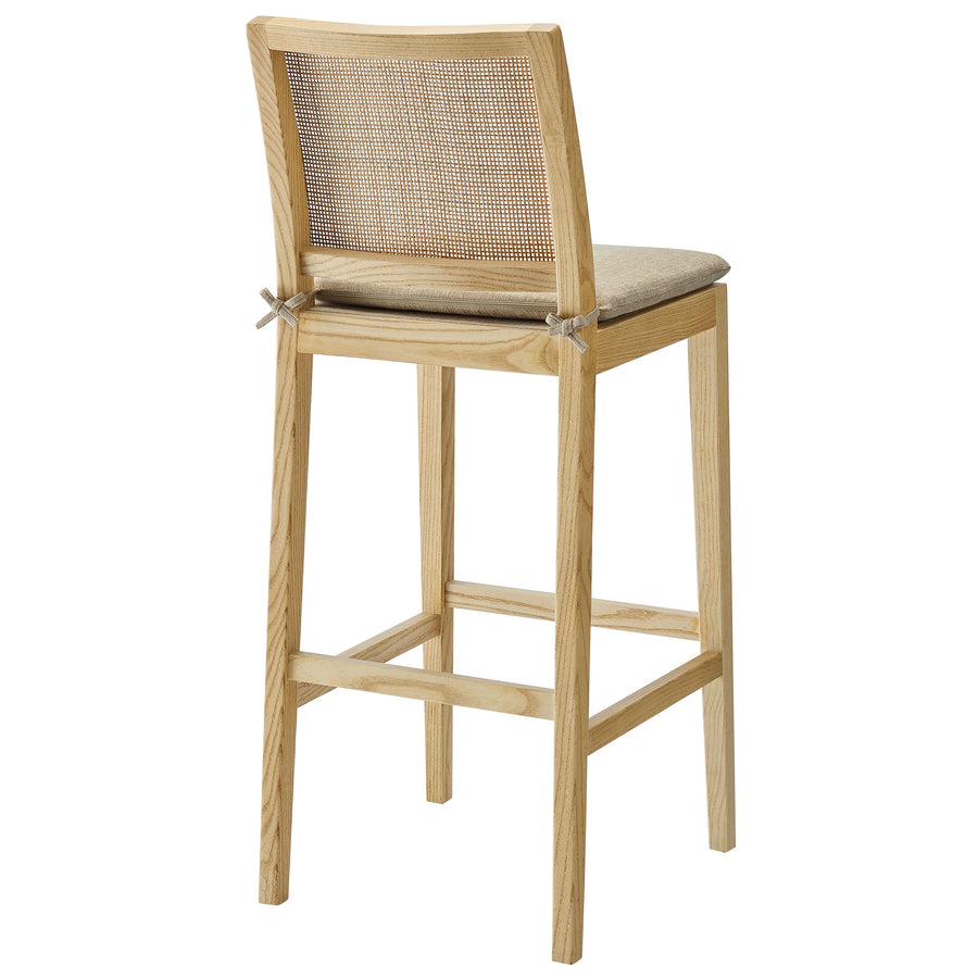 Yucca Wood and Rattan Bar Stool in Natural