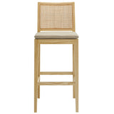 Yucca Wood and Rattan Bar Stool in Natural