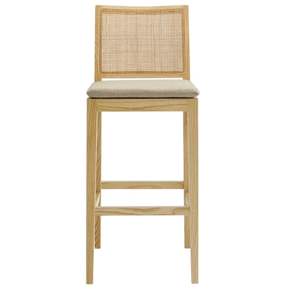 Ovard Wood and Rattan Bar Stool by Furniture For America