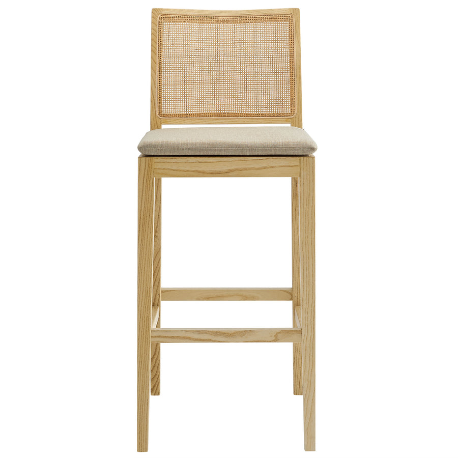 Yucca Wood and Rattan Bar Stool in Natural