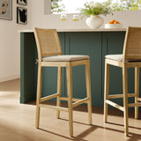 Yucca Wood and Rattan Bar Stool in Natural