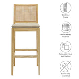 Yucca Wood and Rattan Bar Stool in Natural