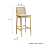 Yucca Wood and Rattan Bar Stool in Natural