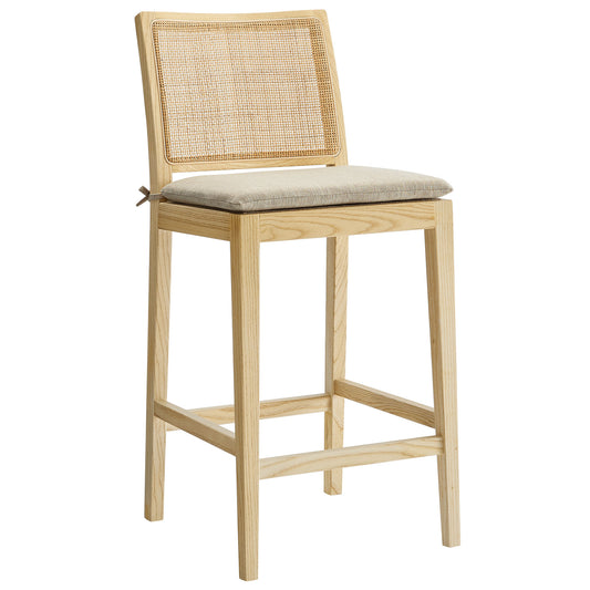 Ovard Wood and Rattan Counter Stool by Furniture For America