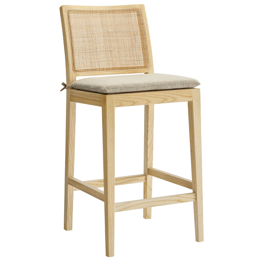 Yucca Wood and Rattan Counter Stool in Natural