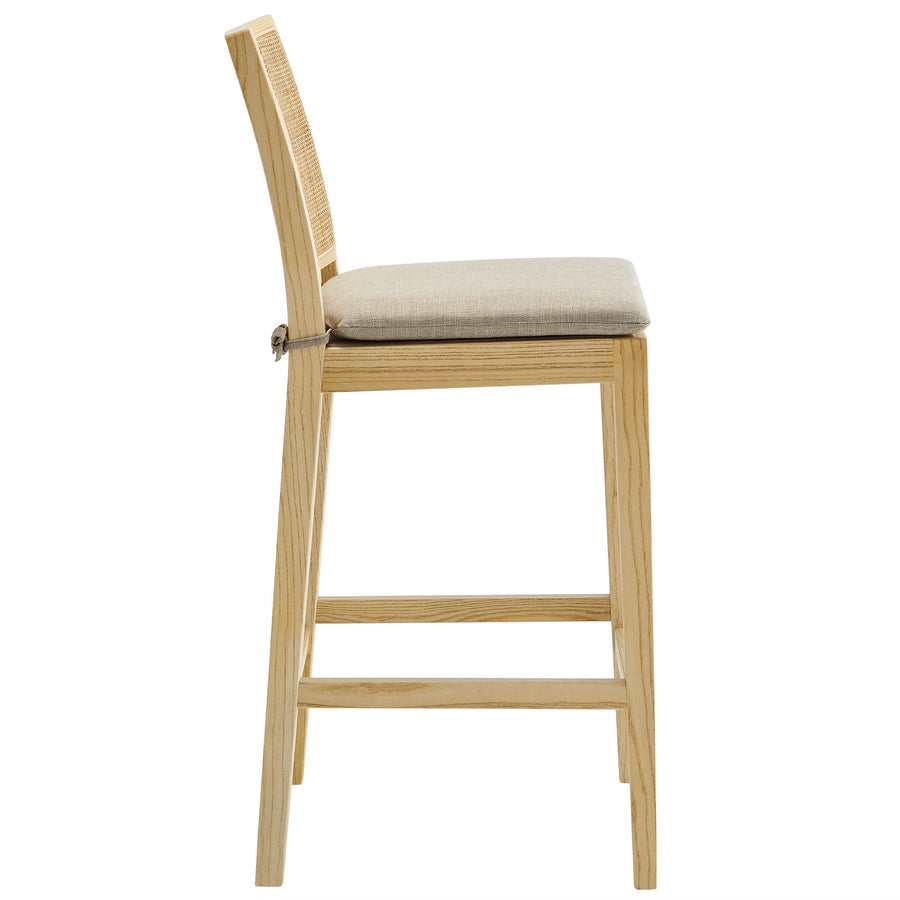 Yucca Wood and Rattan Counter Stool in Natural