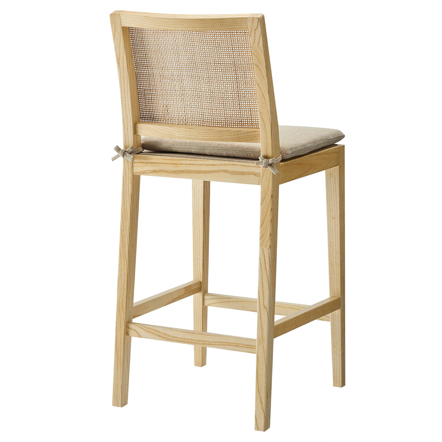 Yucca Wood and Rattan Counter Stool in Natural