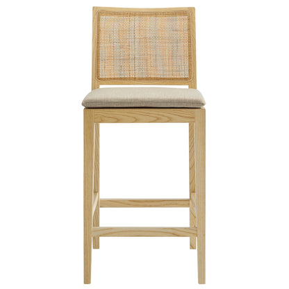 Ovard Wood and Rattan Counter Stool by Furniture For America