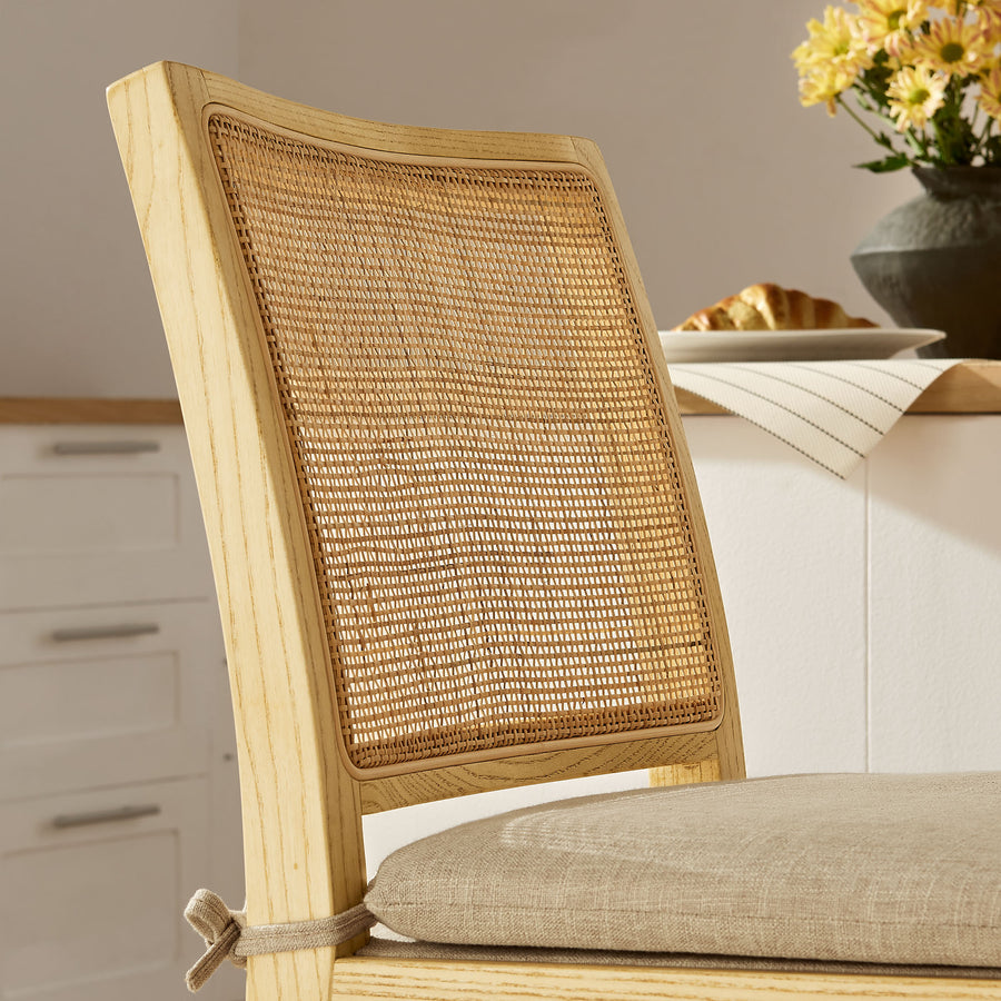 Yucca Wood and Rattan Counter Stool in Natural
