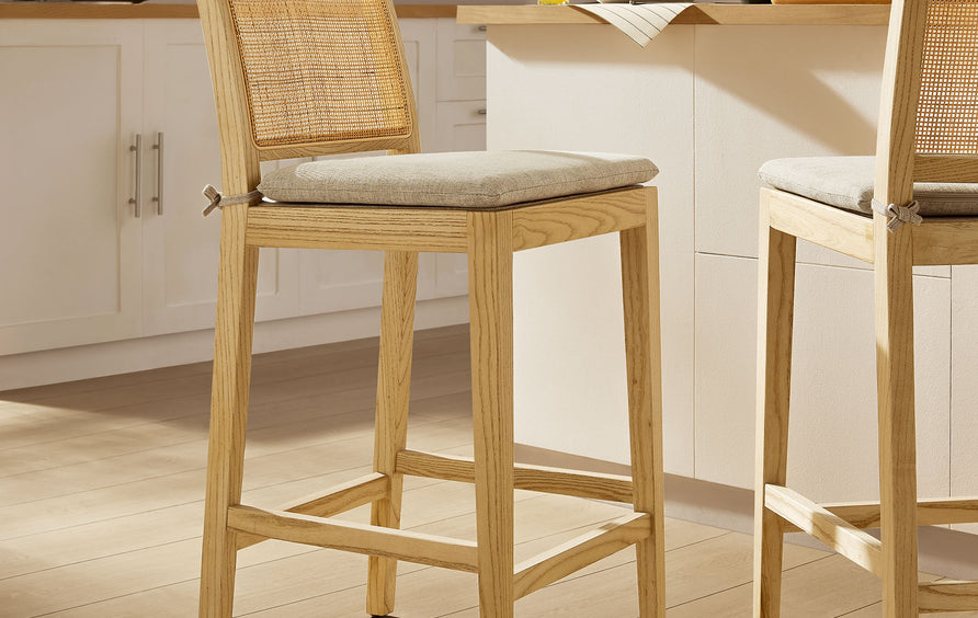 Yucca Wood and Rattan Counter Stool in Natural