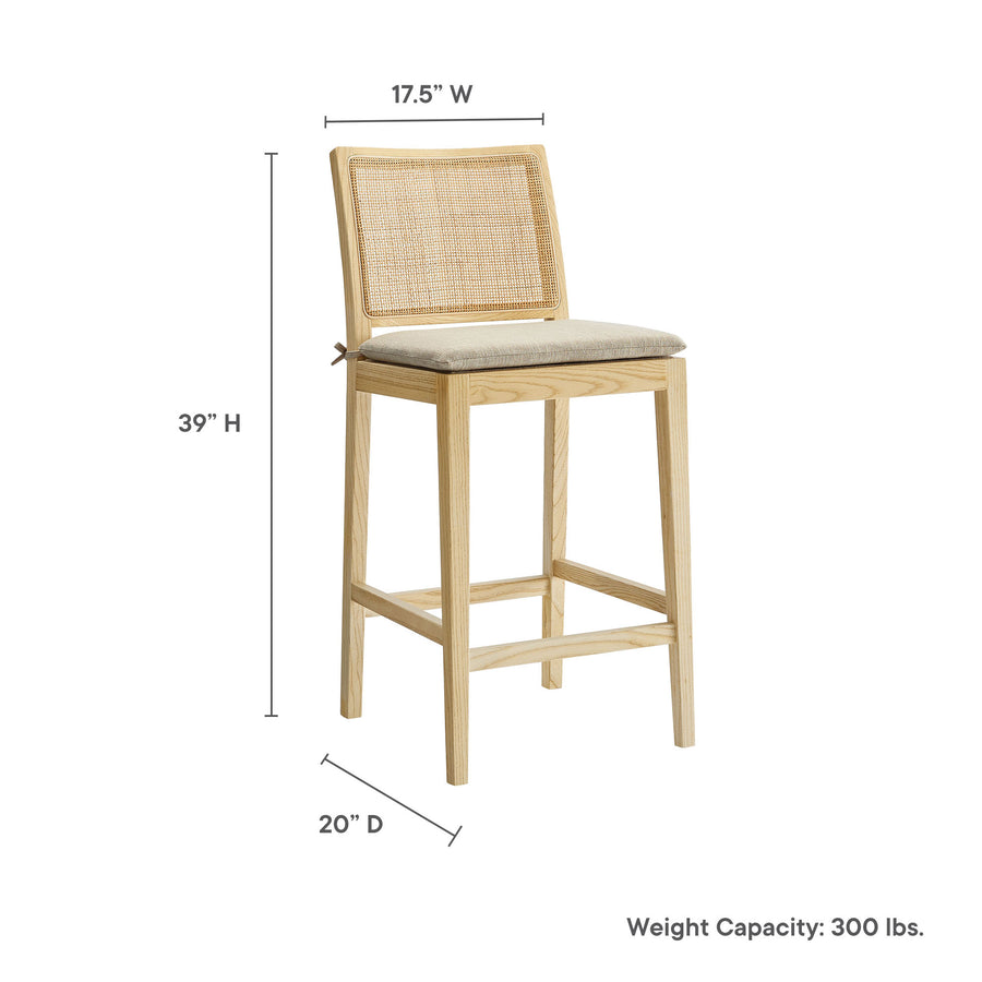 Yucca Wood and Rattan Counter Stool in Natural