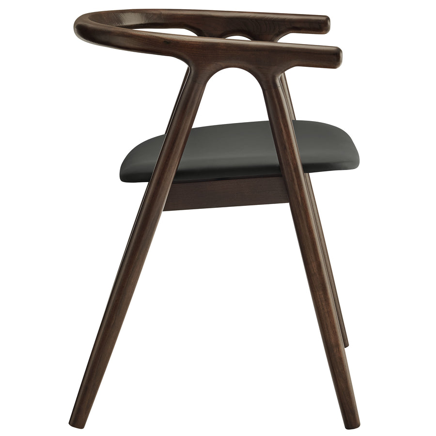 Hyssop Vegan Leather and Wood Dining Chair in Black