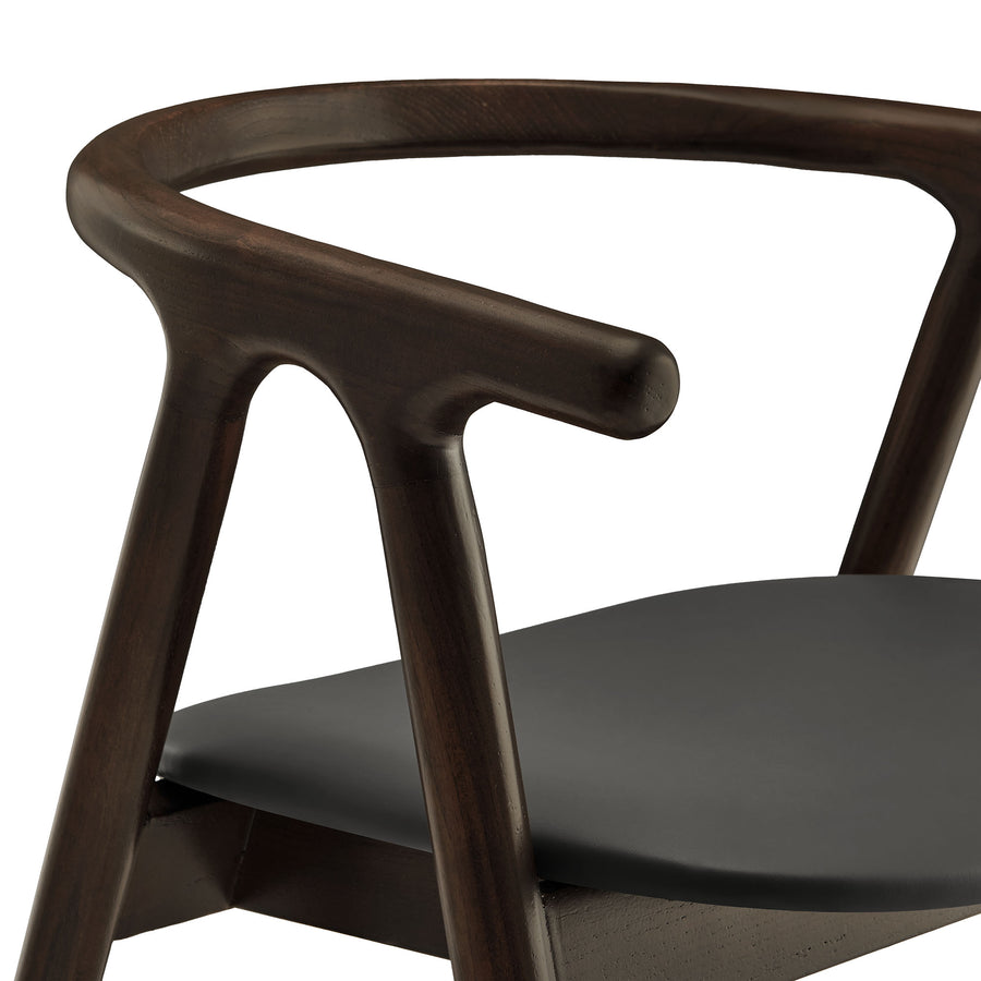 Hyssop Vegan Leather and Wood Dining Chair in Black