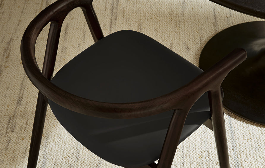Hyssop Vegan Leather and Wood Dining Chair in Black