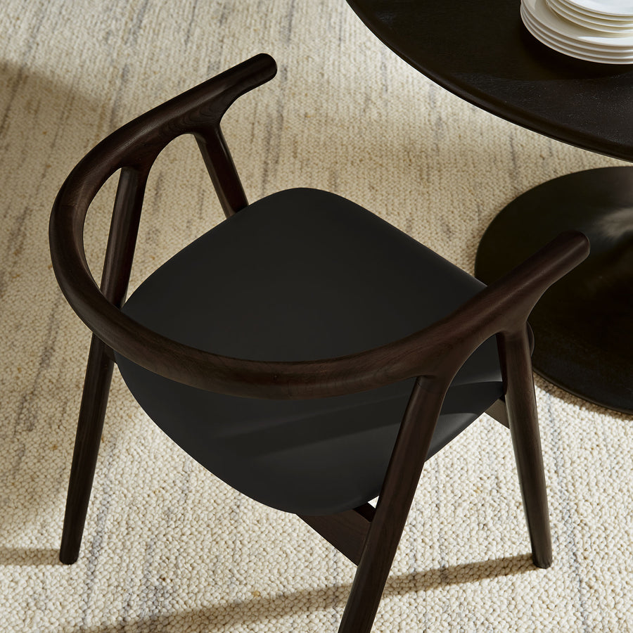 Hyssop Vegan Leather and Wood Dining Chair in Black