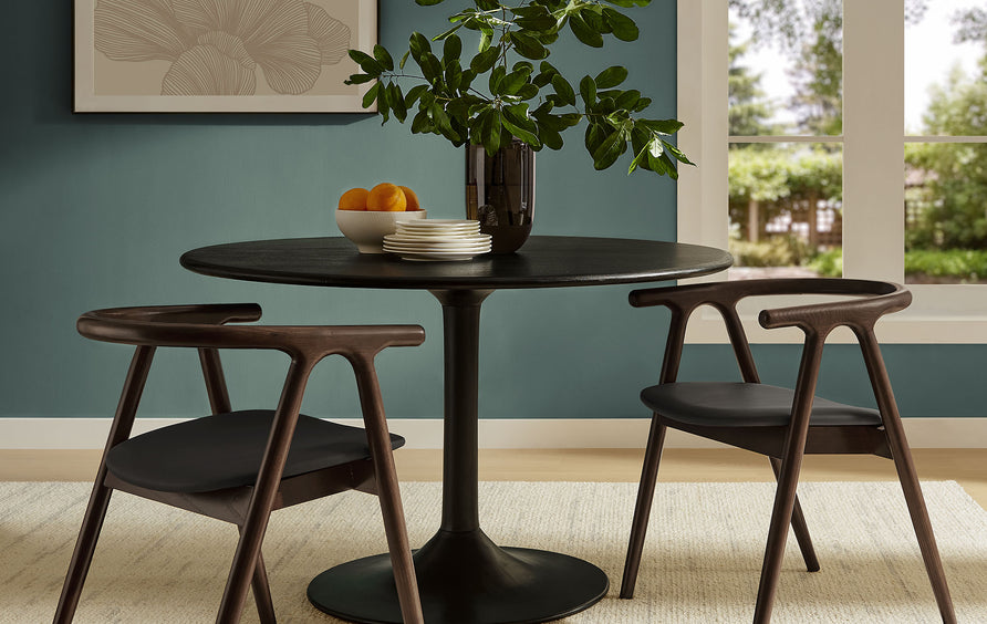 Hyssop Vegan Leather and Wood Dining Chair in Black