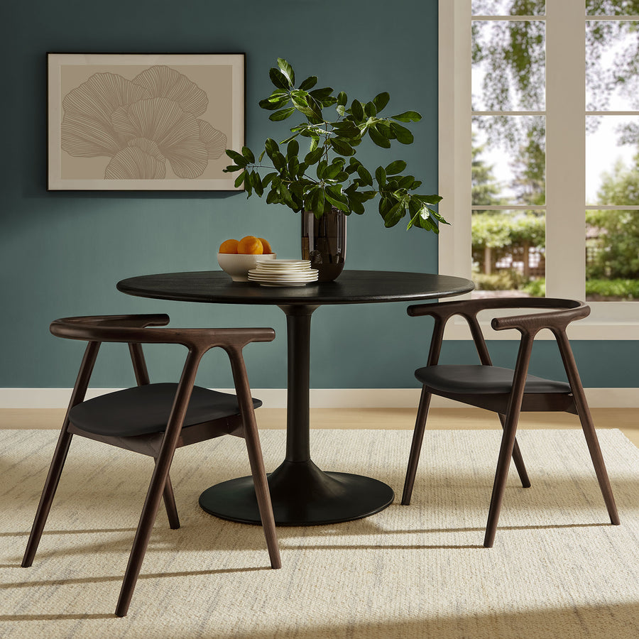 Hyssop Vegan Leather and Wood Dining Chair in Black