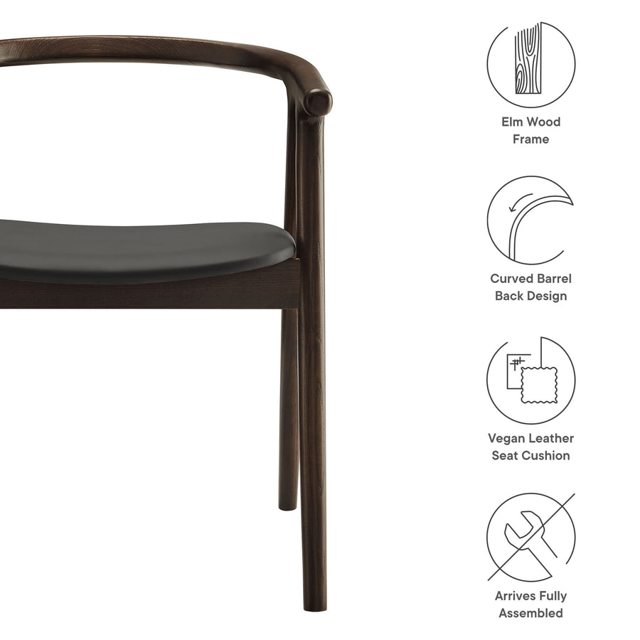 Hyssop Vegan Leather and Wood Dining Chair in Black