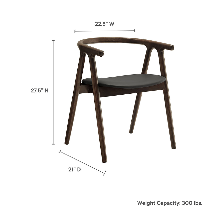 Hyssop Vegan Leather and Wood Dining Chair in Black
