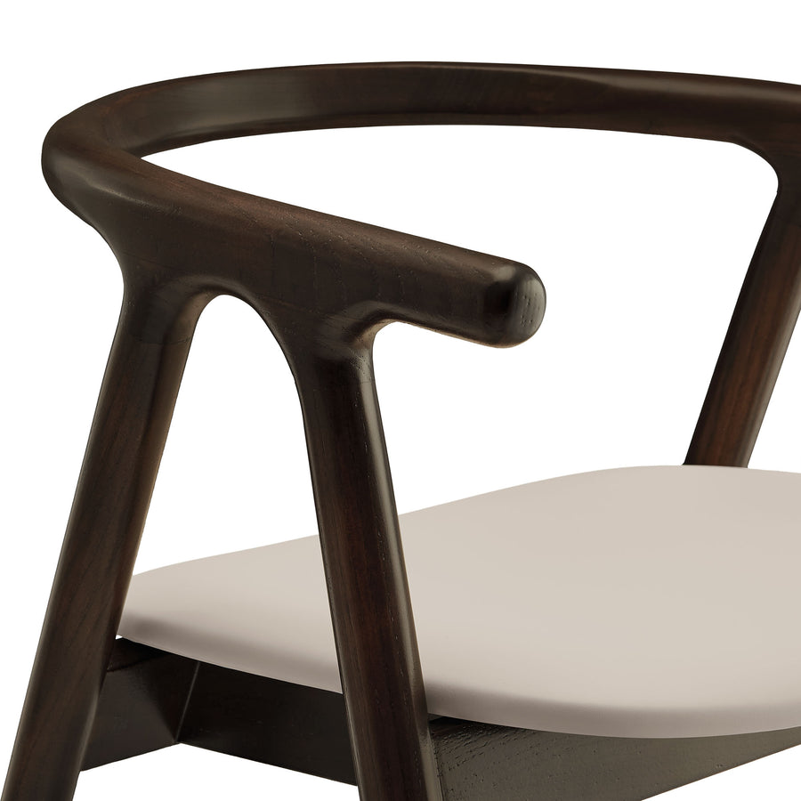 Hyssop Vegan Leather and Wood Dining Chair in Stone