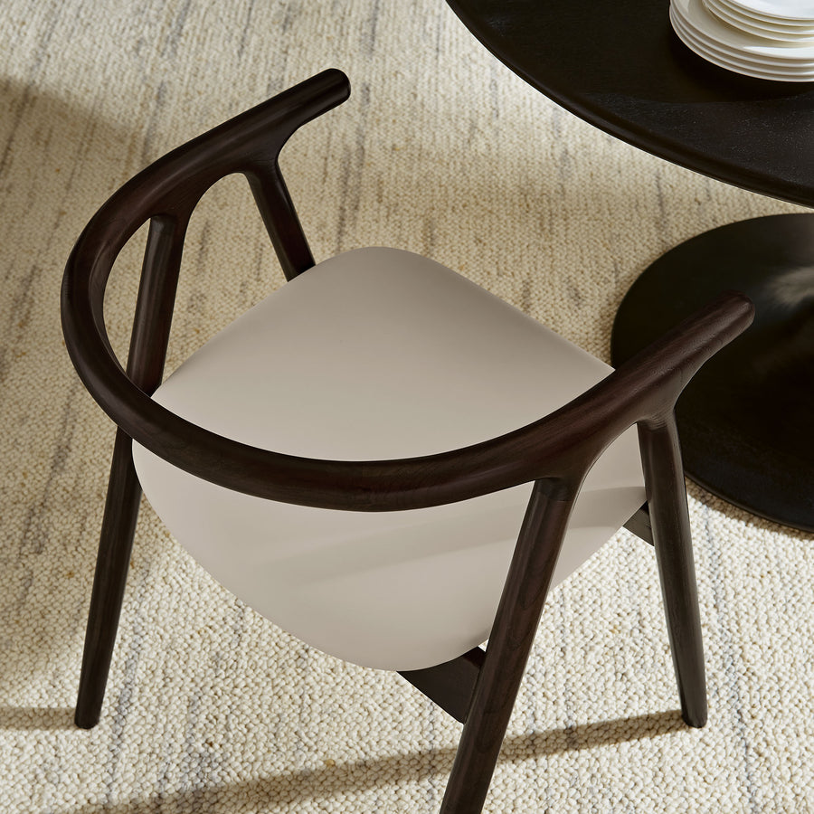 Hyssop Vegan Leather and Wood Dining Chair in Stone