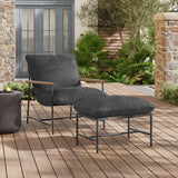 Claret Outdoor Patio Boucle Lounge Chair and Ottoman in Charcoal