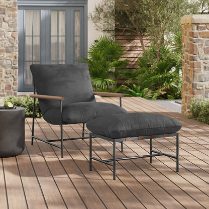 Raya Outdoor Patio Boucle Lounge Chair and Ottoman by Furniture for America