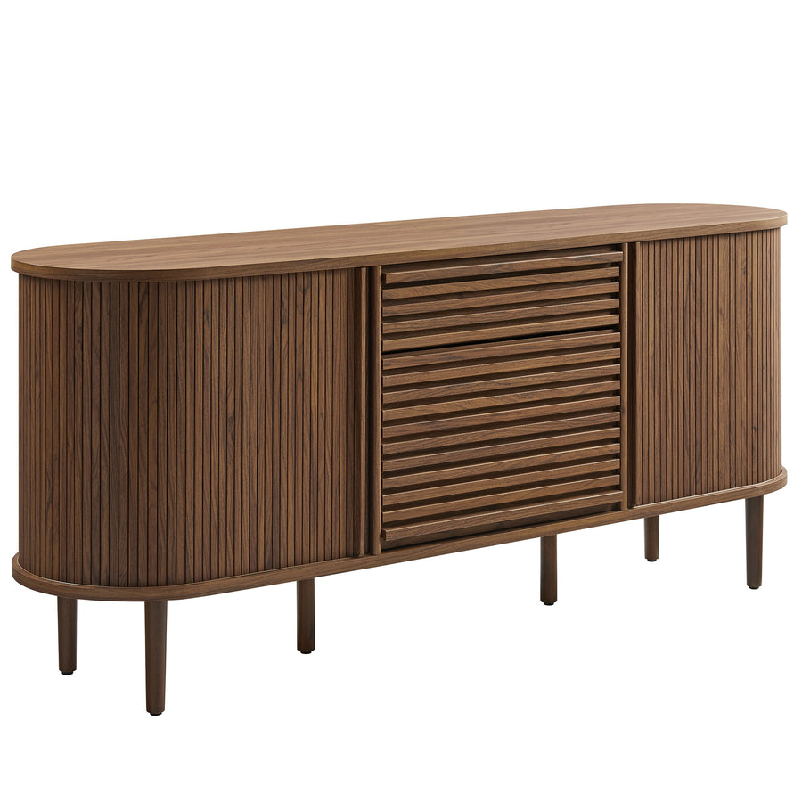 Elderflower 67" Fluted Oval Sideboard Cabinet in Walnut