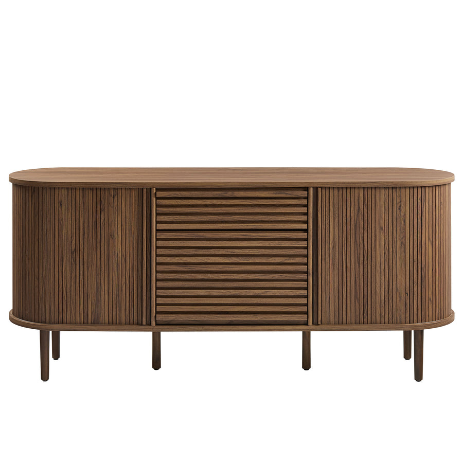 Elderflower 67" Fluted Oval Sideboard Cabinet in Walnut