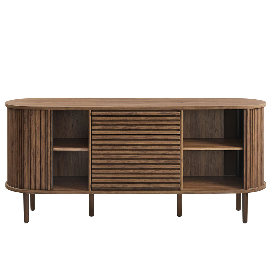 Elderflower 67" Fluted Oval Sideboard Cabinet in Walnut