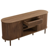 Elderflower 67" Fluted Oval Sideboard Cabinet in Walnut