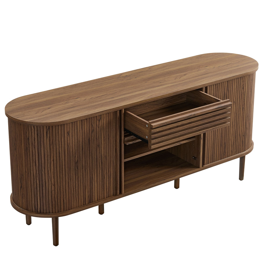 Elderflower 67" Fluted Oval Sideboard Cabinet in Walnut