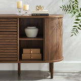 Elderflower 67" Fluted Oval Sideboard Cabinet in Walnut