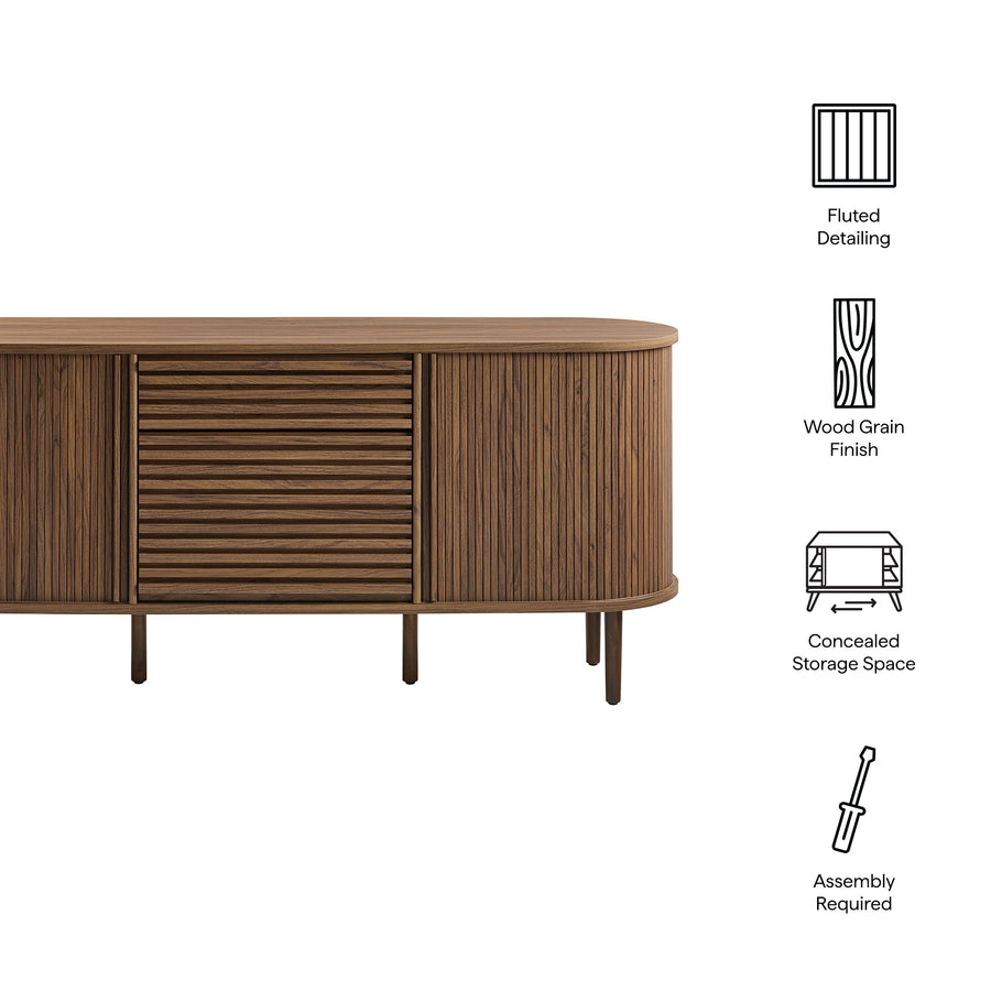 Elderflower 67" Fluted Oval Sideboard Cabinet in Walnut