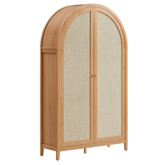 Calista 79" Tall Wide Rattan Arched Storage Cabinet by Furniture For America