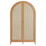 Etesian 79" Tall Wide Rattan Arched Storage Cabinet in Natural
