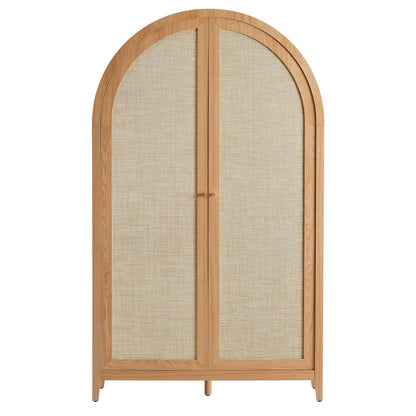 Calista 79" Tall Wide Rattan Arched Storage Cabinet by Furniture For America