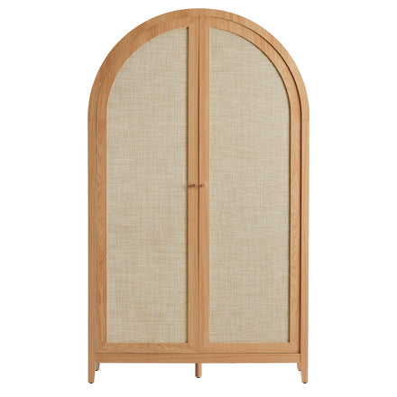 Calista 79" Tall Wide Rattan Arched Storage Cabinet in Natural